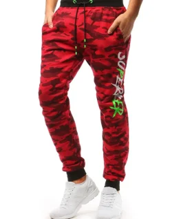 Spodnie Męskie>Dstreet Spodnie męskie dresowe moro czerwone UX3514
