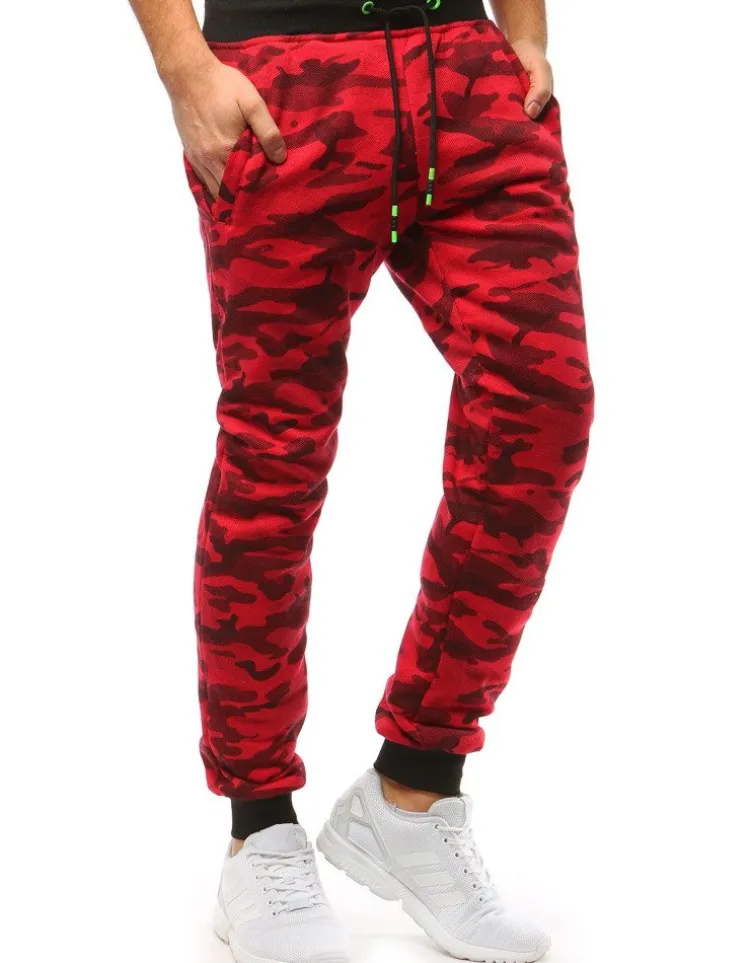 Spodnie Męskie>Dstreet Spodnie męskie dresowe moro czerwone UX3514