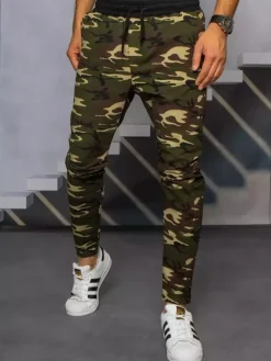 Spodnie Męskie>Dstreet Spodnie męskie dresowe moro brązowe UX3319