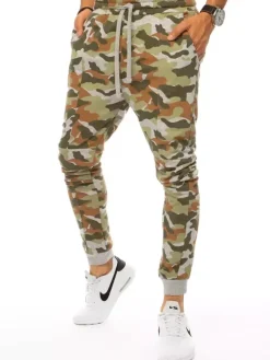 Spodnie Męskie>Dstreet Spodnie męskie dresowe moro zielone UX3333