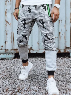 Spodnie Męskie>Dstreet Spodnie męskie dresowe moro jasnoszare UX4453