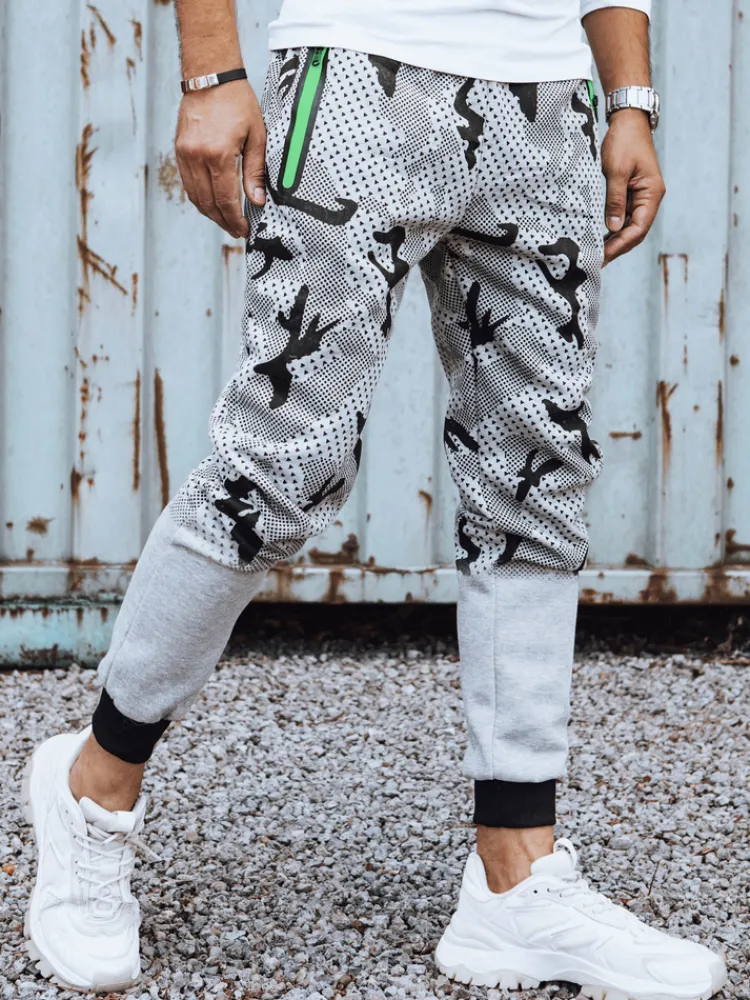 Spodnie Męskie>Dstreet Spodnie męskie dresowe moro jasnoszare UX4453