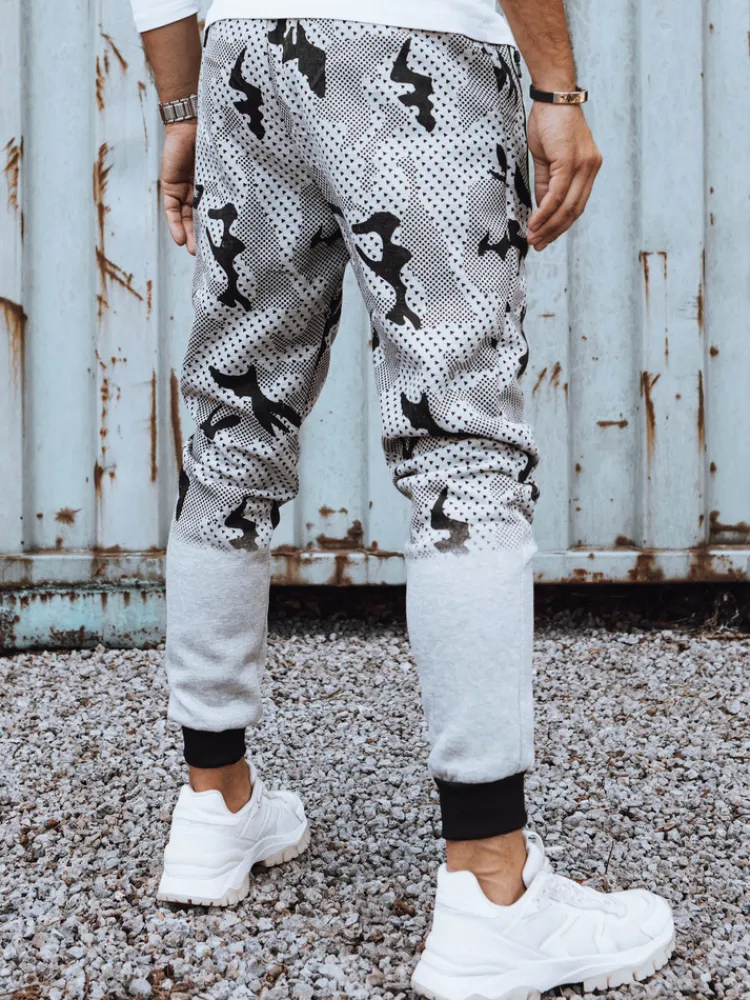 Spodnie Męskie>Dstreet Spodnie męskie dresowe moro jasnoszare UX4453