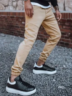Spodnie Męskie>Dstreet Spodnie męskie dresowe typu jogger beżowe UX3301