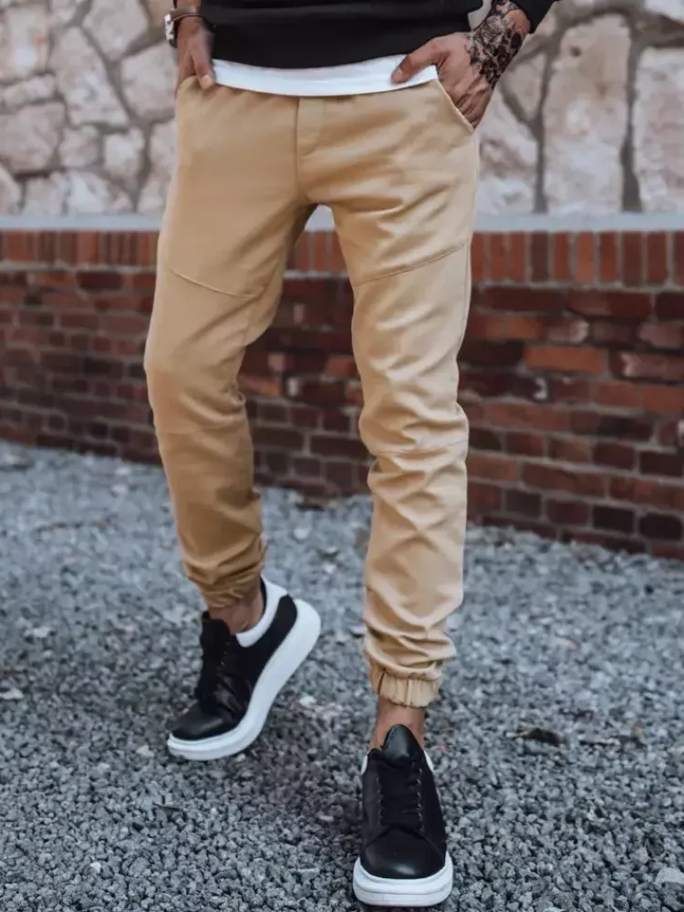 Spodnie Męskie>Dstreet Spodnie męskie dresowe typu jogger beżowe UX3301