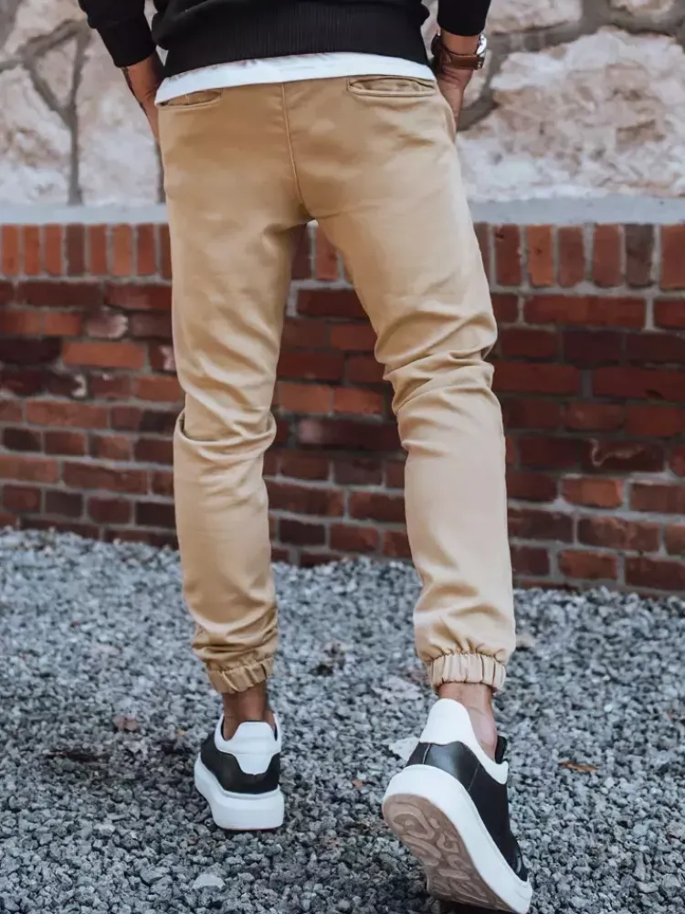Spodnie Męskie>Dstreet Spodnie męskie dresowe typu jogger beżowe UX3301