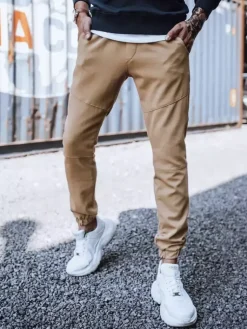 Spodnie Męskie>Dstreet Spodnie męskie dresowe typu jogger kamelowe UX3304