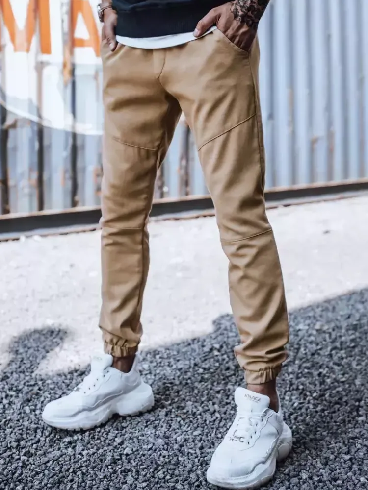 Spodnie Męskie>Dstreet Spodnie męskie dresowe typu jogger kamelowe UX3304