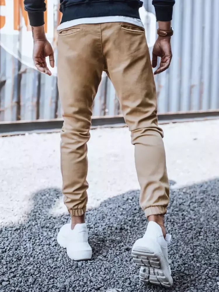 Spodnie Męskie>Dstreet Spodnie męskie dresowe typu jogger kamelowe UX3304