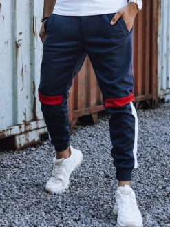 Spodnie Męskie>Dstreet Spodnie męskie dresowe ze ściągaczem granatowe UX4450