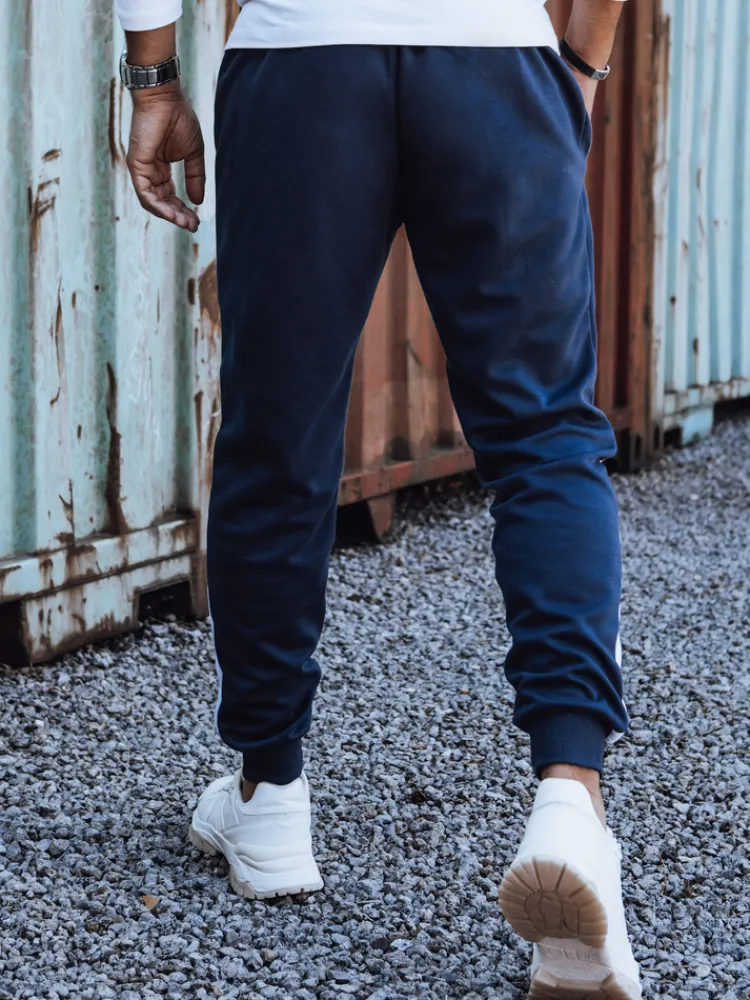 Spodnie Męskie>Dstreet Spodnie męskie dresowe ze ściągaczem granatowe UX4450