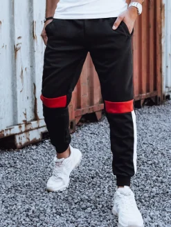 Spodnie Męskie>Dstreet Spodnie męskie dresowe ze ściągaczem czarne UX4448