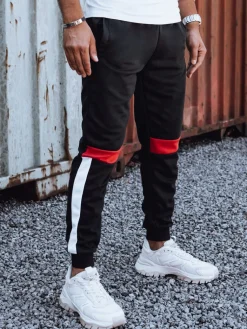 Spodnie Męskie>Dstreet Spodnie męskie dresowe ze ściągaczem czarne UX4448