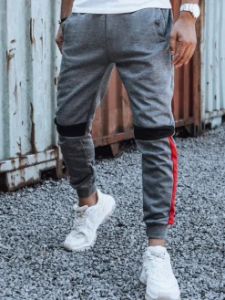 Spodnie Męskie>Dstreet Spodnie męskie dresowe ze ściągaczem antracytowe UX4449