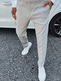 Spodnie Męskie|Wyjątkowe Okazje>Dstreet Spodnie męskie eleganckie jasnoszare UX4291