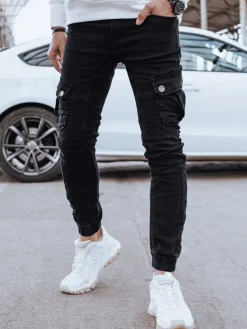 Spodnie Męskie|Jeansy Męskie>Dstreet Spodnie męskie jeansowe bojówki czarne UX4330