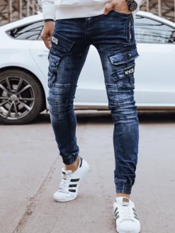 Spodnie Męskie|Jeansy Męskie>Dstreet Spodnie męskie jeansowe bojówki niebieskie UX4329