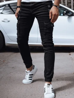 Jeansy Męskie|Spodnie Męskie>Dstreet Spodnie męskie jeansowe bojówki czarne UX4357