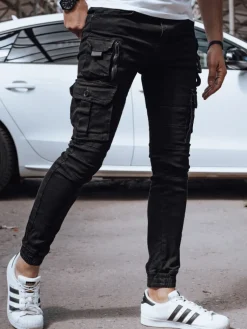 Jeansy Męskie|Spodnie Męskie>Dstreet Spodnie męskie jeansowe bojówki czarne UX4357