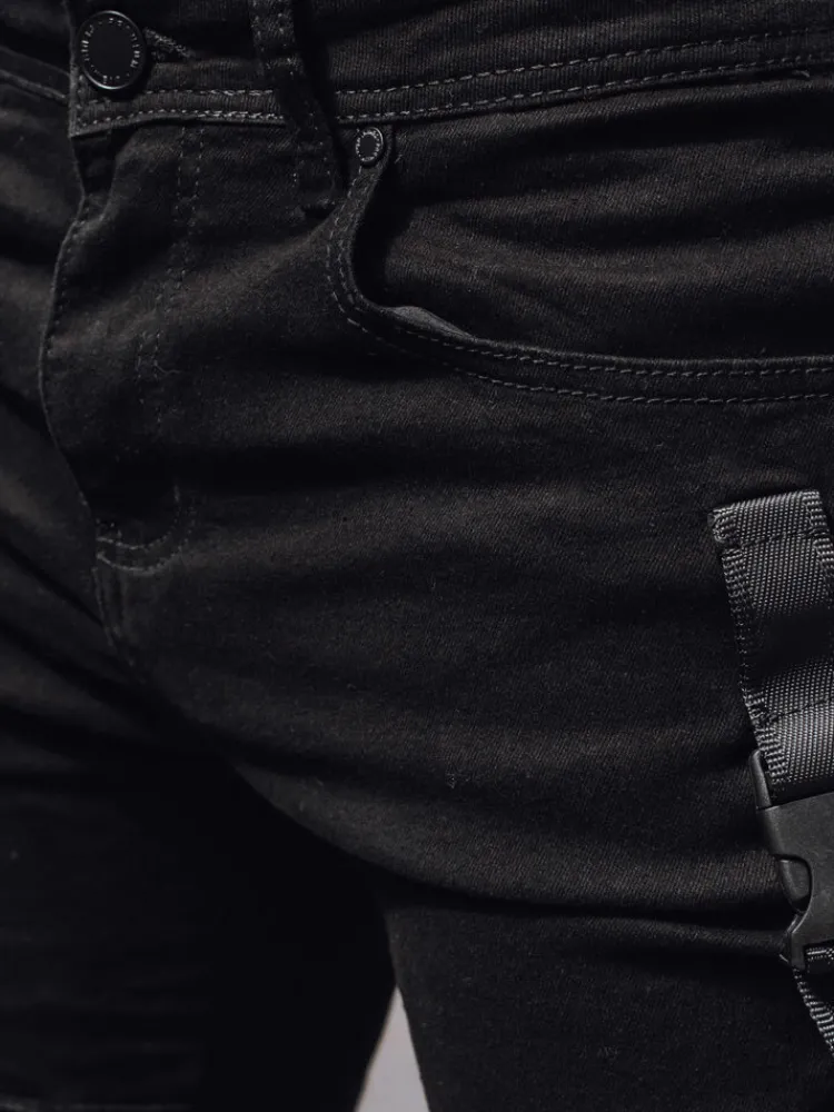 Jeansy Męskie|Spodnie Męskie>Dstreet Spodnie męskie jeansowe bojówki czarne UX4357