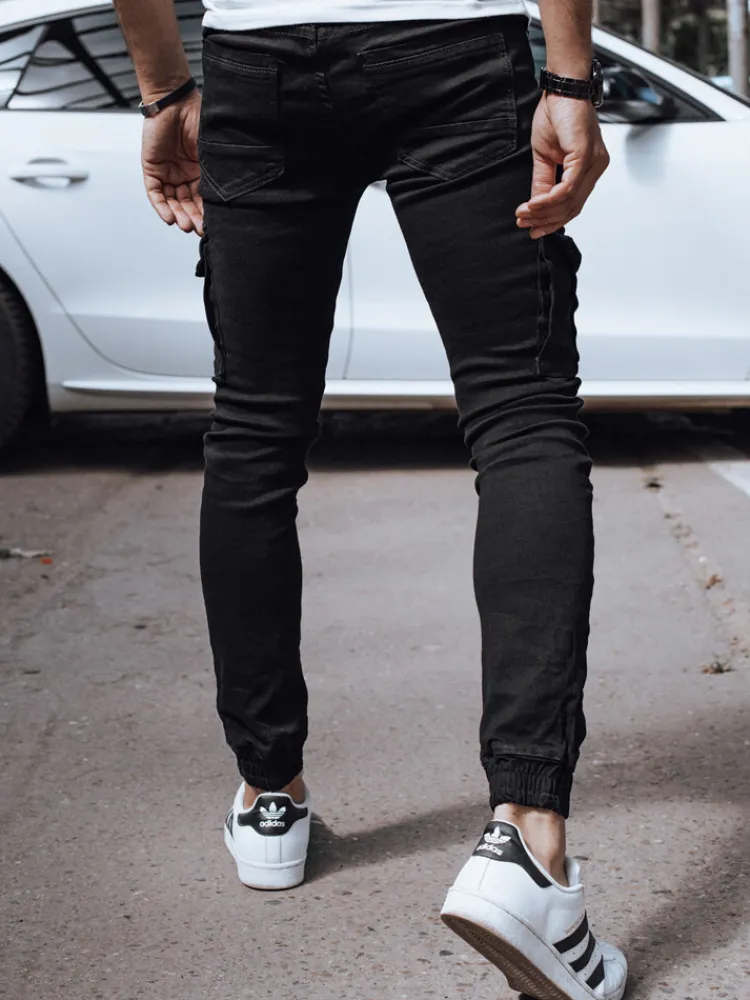 Jeansy Męskie|Spodnie Męskie>Dstreet Spodnie męskie jeansowe bojówki czarne UX4357