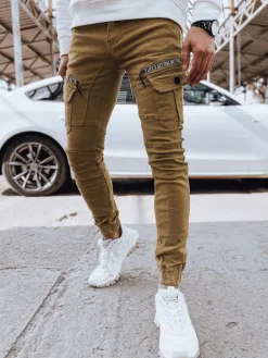 Spodnie Męskie|Jeansy Męskie>Dstreet Spodnie męskie jeansowe bojówki kamelowe UX4360