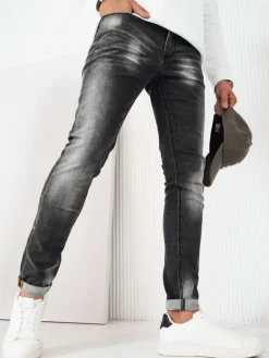 Jeansy Męskie>Dstreet Spodnie męskie jeansowe czarne UX4236