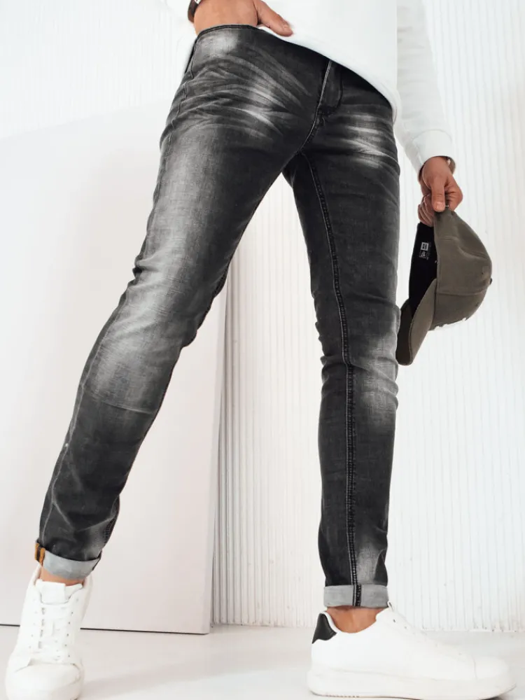 Jeansy Męskie>Dstreet Spodnie męskie jeansowe czarne UX4236