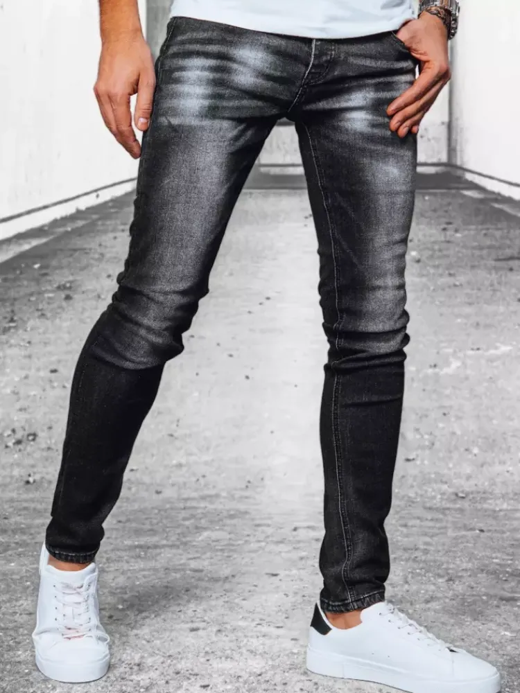Jeansy Męskie>Dstreet Spodnie męskie jeansowe czarne UX3913
