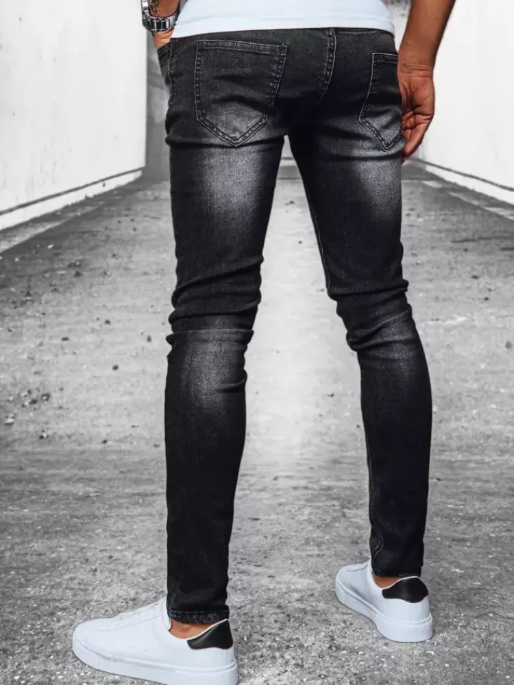 Jeansy Męskie>Dstreet Spodnie męskie jeansowe czarne UX3913