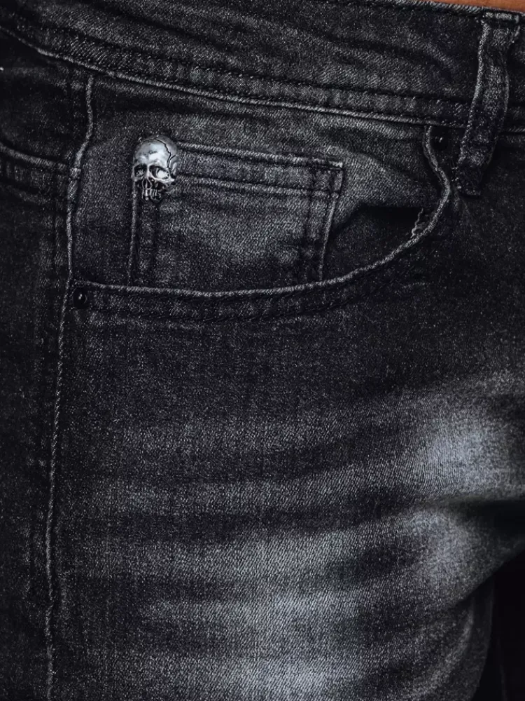 Jeansy Męskie>Dstreet Spodnie męskie jeansowe czarne UX3913