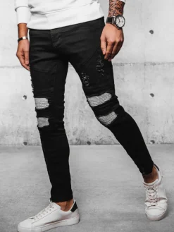 Jeansy Męskie>Dstreet Spodnie męskie jeansowe czarne UX4089