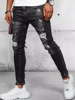 Spodnie Męskie|Jeansy Męskie>Dstreet Spodnie męskie jeansowe czarne UX3937
