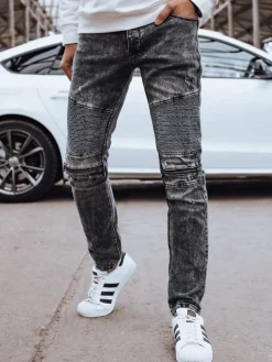 Jeansy Męskie>Dstreet Spodnie męskie jeansowe czarne UX4246