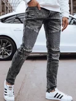 Jeansy Męskie>Dstreet Spodnie męskie jeansowe czarne UX4246