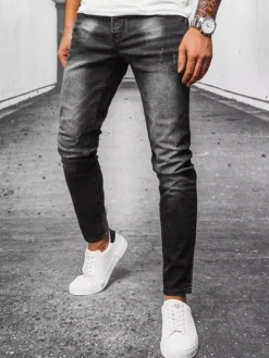 Jeansy Męskie>Dstreet Spodnie męskie jeansowe czarne UX3912