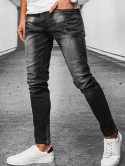 Jeansy Męskie>Dstreet Spodnie męskie jeansowe czarne UX3912