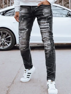 Jeansy Męskie|Spodnie Męskie>Dstreet Spodnie męskie jeansowe czarne UX4245