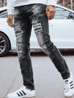 Jeansy Męskie|Spodnie Męskie>Dstreet Spodnie męskie jeansowe czarne UX4245