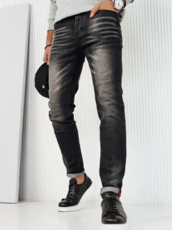 Jeansy Męskie>Dstreet Spodnie męskie jeansowe czarne UX4248