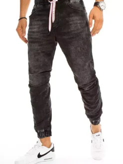 Jeansy Męskie>Dstreet Spodnie męskie jeansowe czarne UX3226