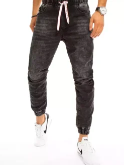 Jeansy Męskie>Dstreet Spodnie męskie jeansowe czarne UX3226