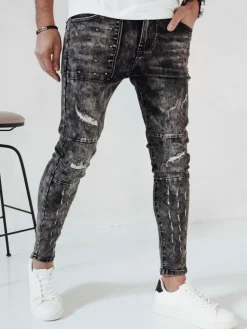 Jeansy Męskie|Spodnie Męskie>Dstreet Spodnie męskie jeansowe czarne UX4146