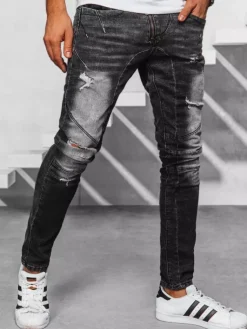 Jeansy Męskie>Dstreet Spodnie męskie jeansowe czarne UX3950