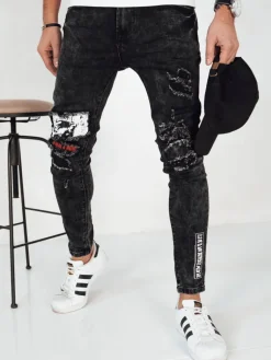 Spodnie Męskie|Jeansy Męskie>Dstreet Spodnie męskie jeansowe czarne UX4139