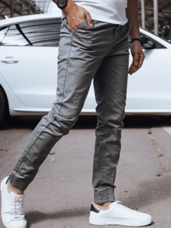 Jeansy Męskie|Spodnie Męskie>Dstreet Spodnie męskie jeansowe joggery ciemnoszare UX4192