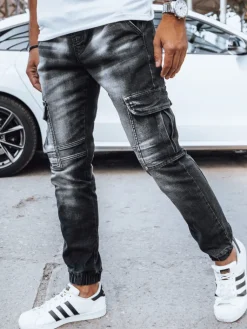 Spodnie Męskie|Jeansy Męskie>Dstreet Spodnie męskie jeansowe joggery czarne UX4040