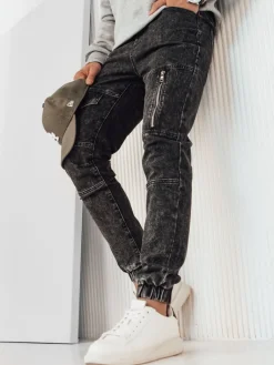 Spodnie Męskie|Jeansy Męskie>Dstreet Spodnie męskie jeansowe joggery czarne UX3944