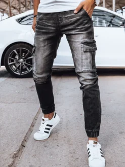 Spodnie Męskie|Jeansy Męskie>Dstreet Spodnie męskie jeansowe joggery czarne UX4038