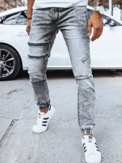 Jeansy Męskie|Spodnie Męskie>Dstreet Spodnie męskie jeansowe joggery szare UX4039